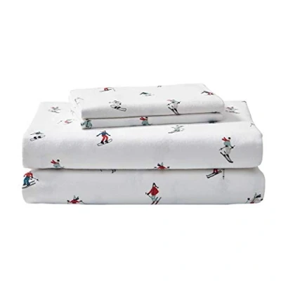 Image of Eddie Bauer King Sheets, Cotton Flannel Bedding Set, Brushed For Extra Softness, Cozy Home Decor (Ski Slope, King)