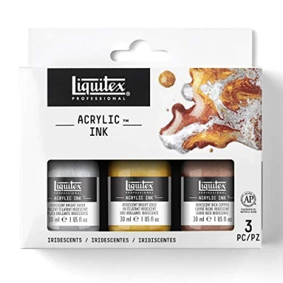 Image of Liquitex Professional Acrylic Ink, Set of 3 x 30 Iridescent Colours
