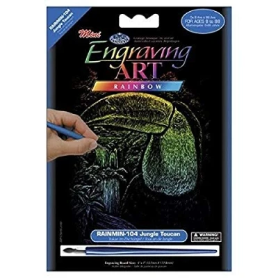 Image of Royal Brush RAIMIN 104 Mini Rainbow Foil Engraving Art Kit, 5 by 7 Inch, Jungle Toucan