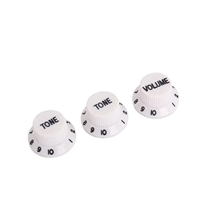 Image of Alnicov Guitar Knobs Plastic Top Hat 2T1V Control Amplifier for Strat ST 3Pcs White