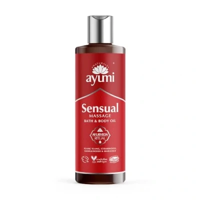 Image of Ayumi Sensual Aromatherapy Natural Cold Pressed Oil, Massage &amp; Bath Oil Blended with Sandalwood, Ylang Ylang, Cedarwood, Experience, 1 x 250ml
