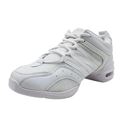 Image of Yudesun Sports Outdoor Dance Shoes Women Womens Black Mesh Split Sole Lace Up Shoe Teaching Practice Sneakers Comfy Slip Resistant Trainers Jazz Latin Ballroom Casual White 3 UK
