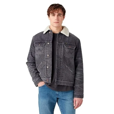 Image of Wrangler Men&#039;s 124mj Sherpa Denim Jacket, Trouble Maker, L