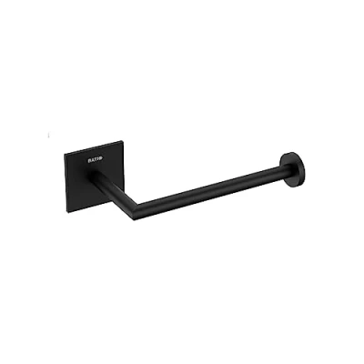 Image of COSMIC Toilet roll Holder Black Matte Adhesive Measures 4.5 x 8 15.5 cm