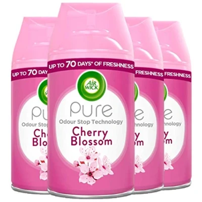 Image of Air Wick Automatic freshener Freshmatic Spray Refills, Cherry Blossom, Pack 4 x 250ml, Natural Essential Oils, Last up to 280 days,
