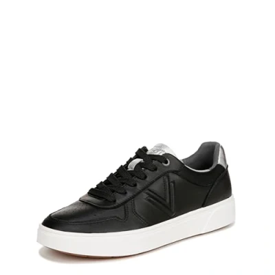 Image of Vionic Women&#039;s Laceup Trainers Kimmie Court Shoes with Arch Support Wide Fit Black Silver