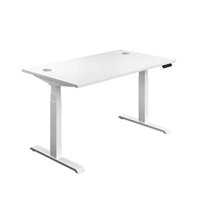 Image of Office Hippo Sit Stand Desk with Electric Twin Motor and Built in Memory, Engineered Wood, White Frame, 120 x 80 65 to 131 cm