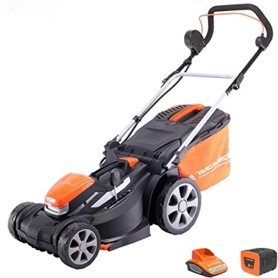 Image of Yard Force 40V 37cm Cordless Lawnmower with lithium ion battery &amp; quick charger LM G37A GR 40 range, Black/Orange