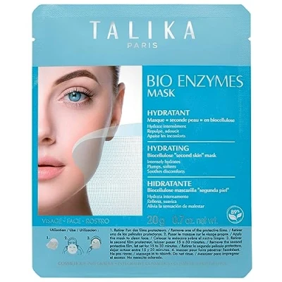 Image of Talika Bio Enzymes Hydrating Mask Moisturizing &amp; Soothing Face Biocellulose Instant Glow Second Skin Effect Beauty Sheet 20g