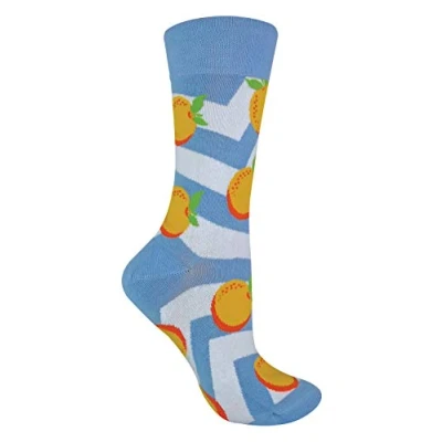 Image of TALKIE Socks Ladies Cotton Rich Quirky Funky Novelty Design Fruit (4 8 UK, Orange)