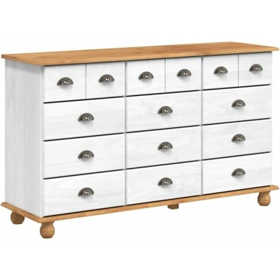 Image of vidaXL Chest of Drawers &quot;ASKIM&quot; White 79x40x133.5 cm Solid Wood Pine