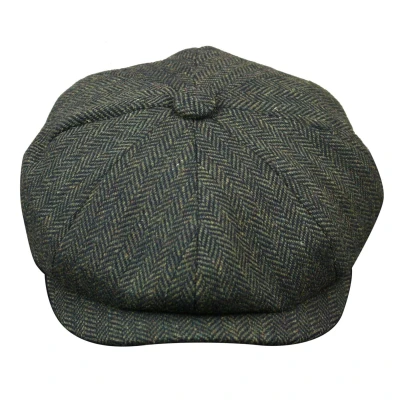 Image of Infinity Leather Mens Blinders Charcoal Tweed Gatsby Flat Baker Hat 2XL