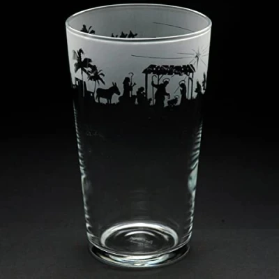 Image of Milford Collection Animo Glass Pint Beer Christmas Nativity