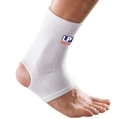 Image of LP Elasticated Ankle Support Brace for Sports Injury Rehabilitation &amp; Chronic Pain Relief. White, Large 604 L