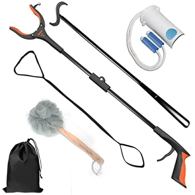 Image of Kekoy 7 In 1 Hip Kit, Knee Back Surgery Replacement Recovery Kit With 32&quot; Grabber Reacher Tool,Sock Aid Device for Seniors,Shoe Horn Long Handle &amp; Dressing Stick,Leg Lifter,Bath Sponge,Storage Bag