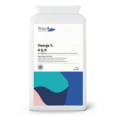 Image of Omega 3 6 9 Fish Oil 1000mg 90 Softgel Capsules Essential Fatty Acids Including EPA, DHA &amp; ALA for Daily Brain, Vision, Heart, Cholesterol, Pregnancy Support