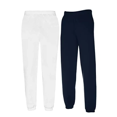 Image of Fruit of the Loom Men&#039;s sports trousers, 1 x deep navy + white soft elastic Hl purchase notepad, XXL