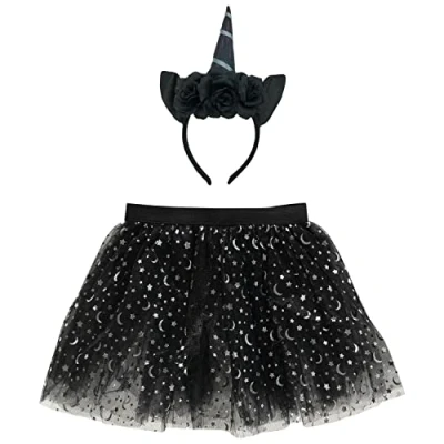 Image of amscan 9918109 Child Girls Dark Unicorn Set Fancy Dress Accessory (One Size: Regular)