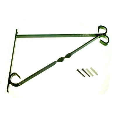 Image of Green Plastic Coated Hanging Basket Wall Mount Bracket 14 INCH 350MM