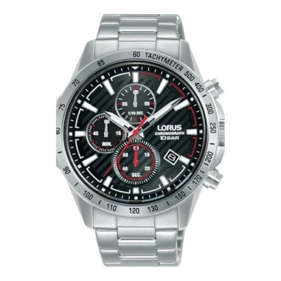 Image of Lorus Sports Quartz Chronograph 100m (43mm) Black Sunray Dial/Stainless Steel RM391HX9