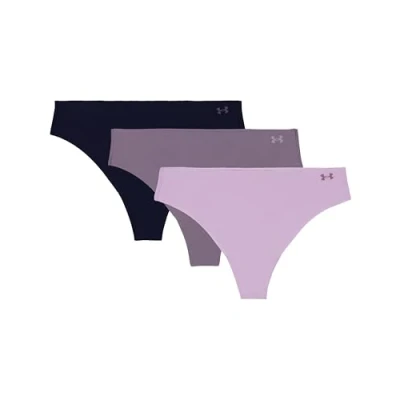 Image of Under Armour Women&#039;s Ua Pure Stretch Lot de 3 Strings Invisibles Thong Panties, Ace Purple, XL (Pack of 3)