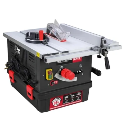 Image of SIP 2 in 1 Professional Portable Table Saw with Integrated Dust Extractor Bench Saws for Woodworking Woodcutting Years Silver Warranty
