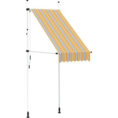 Image of vidaXL Manual Retractable Awning 100 cm Yellow and Blue Stripes