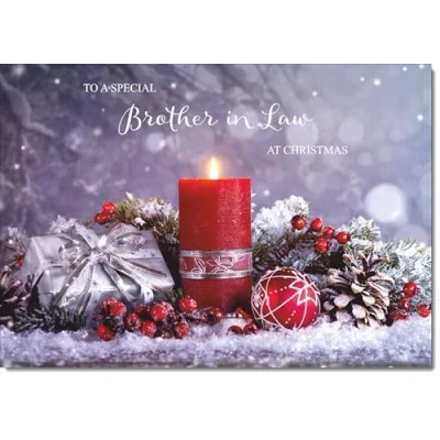Image of doodlecards Brother in Law Christmas Card Festive Red Candle Medium Size for with Plain Envelope