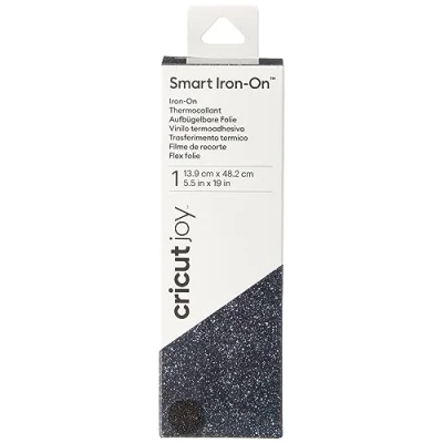 Image of Cricut Joy Smart Glitter Iron On Black 48 cm (19 ft) Heat Transfer Vinyl Roll (HTV) for use with Joy,