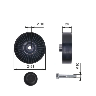 Image of 60610908 Idler Pulley GATES FleetRunner Micro V Kit T36001 ALFA ROMEO: 147, GT, 156 Saloon, FIAT: Coupe