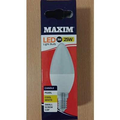 Image of 1 x Maxim LED Candle Small Edison Screw Cap (SES) Bulbs, E14, 3 W, Cool White