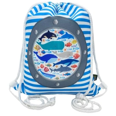 Image of HECKBO Children&#039;s Gym Bag Fish Motif Machine Washable 33 x 26 cm Nursery, Crib, Travel, Sports, School, Football Backpack, Bag, Play Sports
