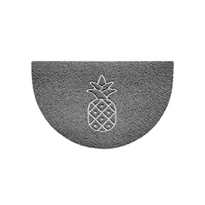 Image of Nicoman Embossed Halfmoon Half Circle Door Mat Dirt Trapper Jet Washable Doormat 70x44cm (Grey, PINEAPPLE Shape) Use Outdoor ONLY