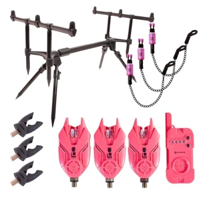 Image of Ultimate E Tension Pink Bite Alarm/Rodpod Set Rod pod