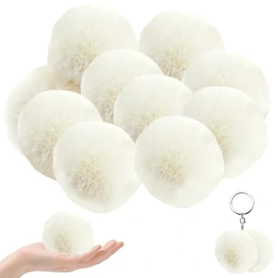 Image of BEAHING Pompoms for Crafting 10PCS 3.15inch Soft Pom Poms Craft DIY Mini Pompom Balls Hair Accessories, Weddings, Birthdays, Christmas Decor White