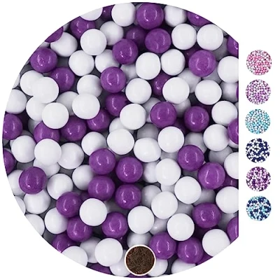Image of EinsSein 1kg Small Chocolate Balls White and Purple Shiny for Wedding, Christening, Communion, Confirmation Ideal Test Tubes Alternative Chocolates, Wedding Almonds, Sugar