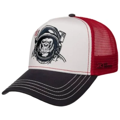 Image of CapUniverse Astro Ape Trucker Cap Women/Men Baseball mesh Snapback, with Peak, Peak Winter Autumn Spring Summer One Size red Navy