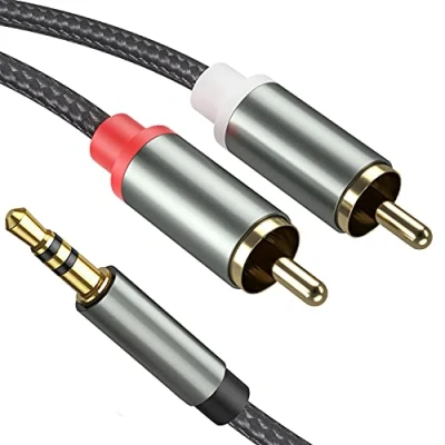 Image of Froggen 3.5mm to 2RCA Male Cable, 5M/16FT RCA Audio Cable Y Splitter Adapter 24K Gold Plated Stereo Aux Cord for Smartphones, MP3, Tablets, Speakers, HDTV etc.