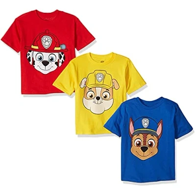 Image of Nickelodeon Boys&#039; Paw Patrol Pack of Three T Shirts, Royal/Red/Yellow, 5 Years