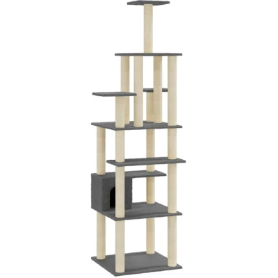Image of vidaXL Cat Tree with Sisal Scratching Posts Dark Grey 183 cm