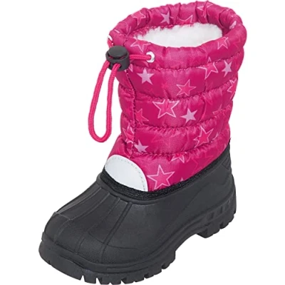 Image of Playshoes Boy&#039;s Unisex Kids Warm Lining Snow Shoes Stars Winter Boots, Pink (Pink 18), 28/29 EU