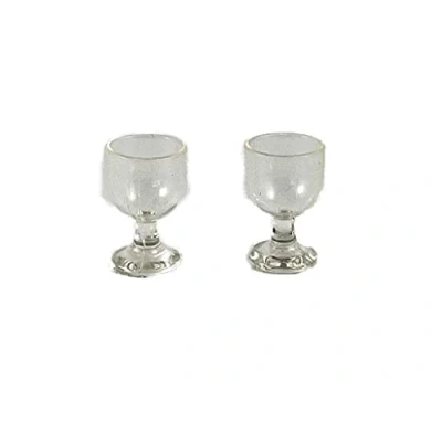 Image of Melody Jane Dolls House 2 Empty Stem Wine Glasses Miniature Bar Dining Room Accessory 1:12