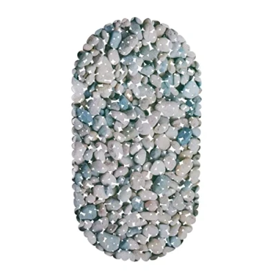 Image of Relaxdays Anti Slip Bath Mat, Stone Look, Non Slippery Suction Cups, Washable, W x D: 36 68 cm, PVC, Natural, Pack of 1