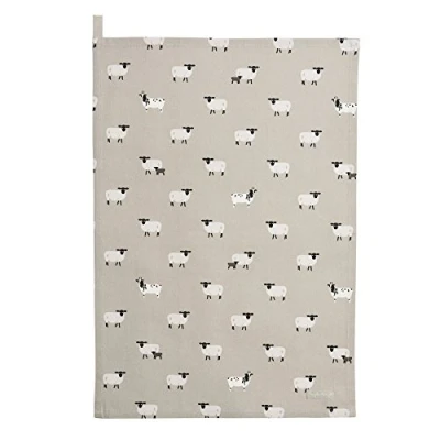 Image of Sophie Allport Sheep Tea Towel, 100% Cotton, 45cm x 65cm, Home Kitchen Towel with Hanging Loop