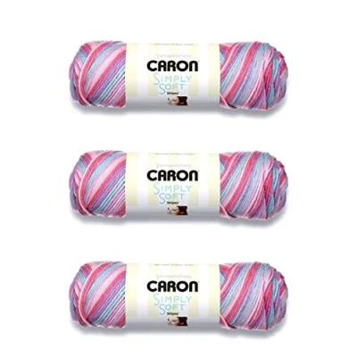Image of Caron Simply Soft Times Square Stripes Yarn 3 Pack of 141g/5oz Acrylic 4 Medium (Worsted) 235 Yards Knitting/Crochet