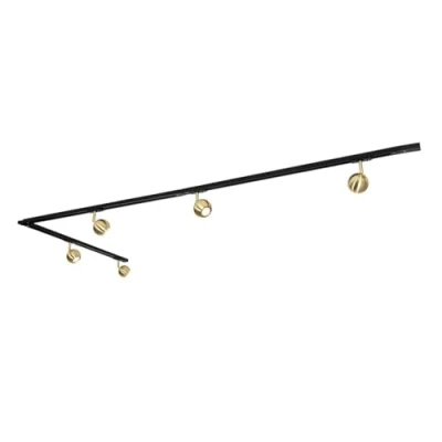 Image of Qazqa Modern 1 Phase Track System 5 Lights Black with Gold Gissi Suitable for LED GU10 Way Light Steel Surface Mounted spotway Bedroom I