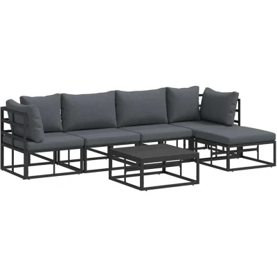 Image of vidaXL Garden Sofa Set 6 pcs Black 70 x 32 cm Aluminium