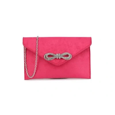 Image of A2ZUKFASHION Womens Suede Diamante Bow Clutch Bag Wedding Ladies Purse Party Prom Evening Shoulder Handbag