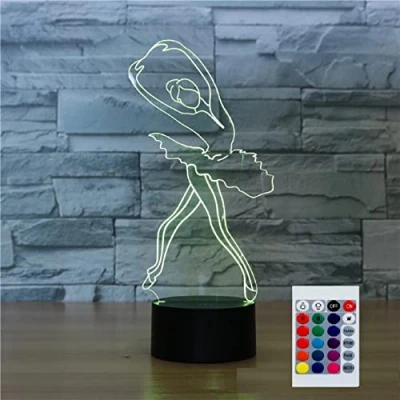 Image of SUPERHONGJIHAO Night Light for Kids 3D Ballet Girl Led Lamp with Remote Control 16 Color Changing Xmas Birthday Gift Child