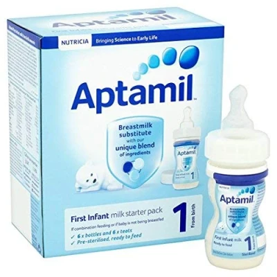 Image of Aptamil 1 First Baby Milk Formula Starter Pack Ready to Use Liquid, from Birth, 6x70 ml
